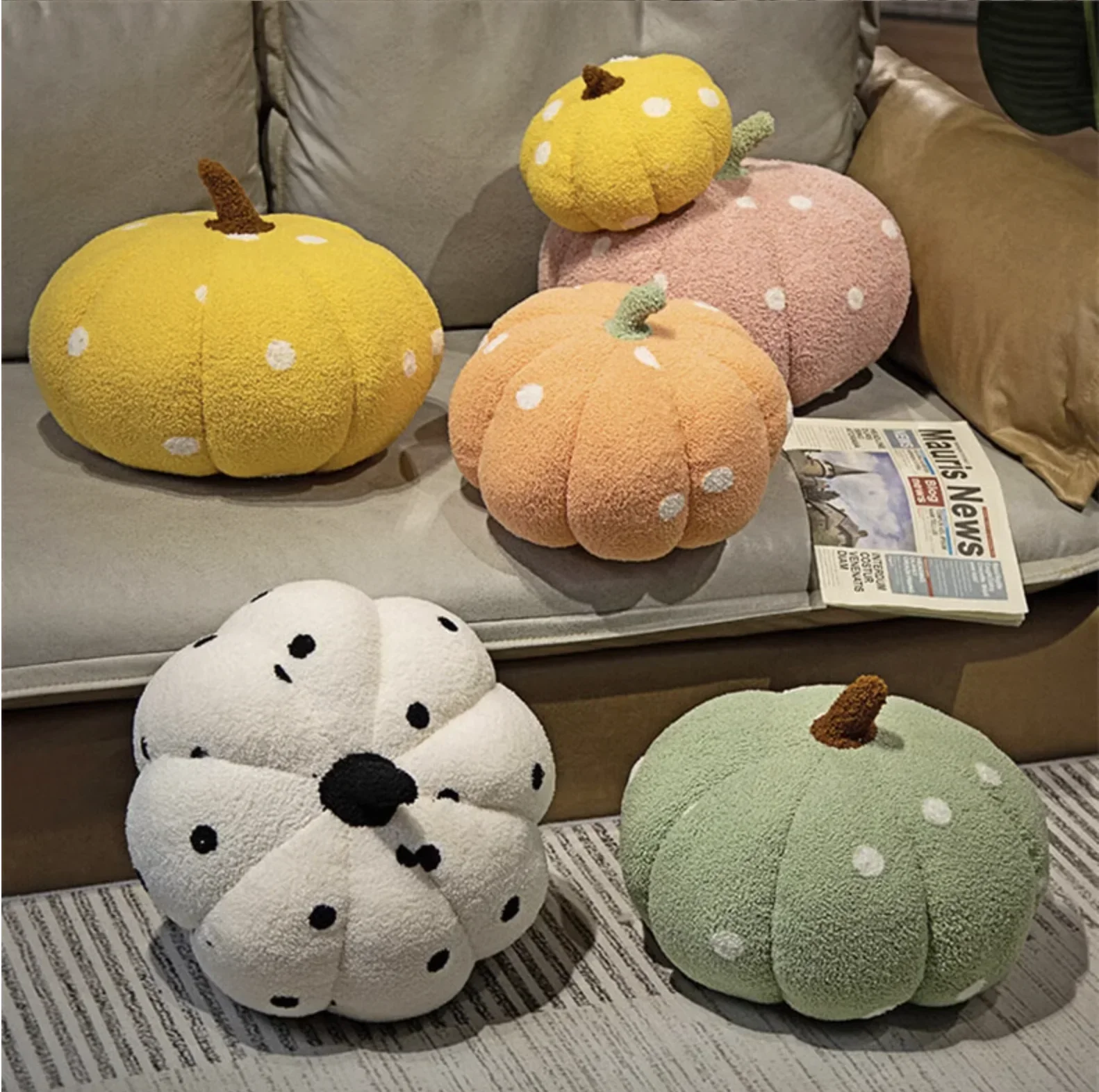 Brinquedos de halloween coloridos brinquedos de abóbora de pelúcia macio planta plushie travesseiro sofá decoração almofada para crianças meninas presentes de aniversário