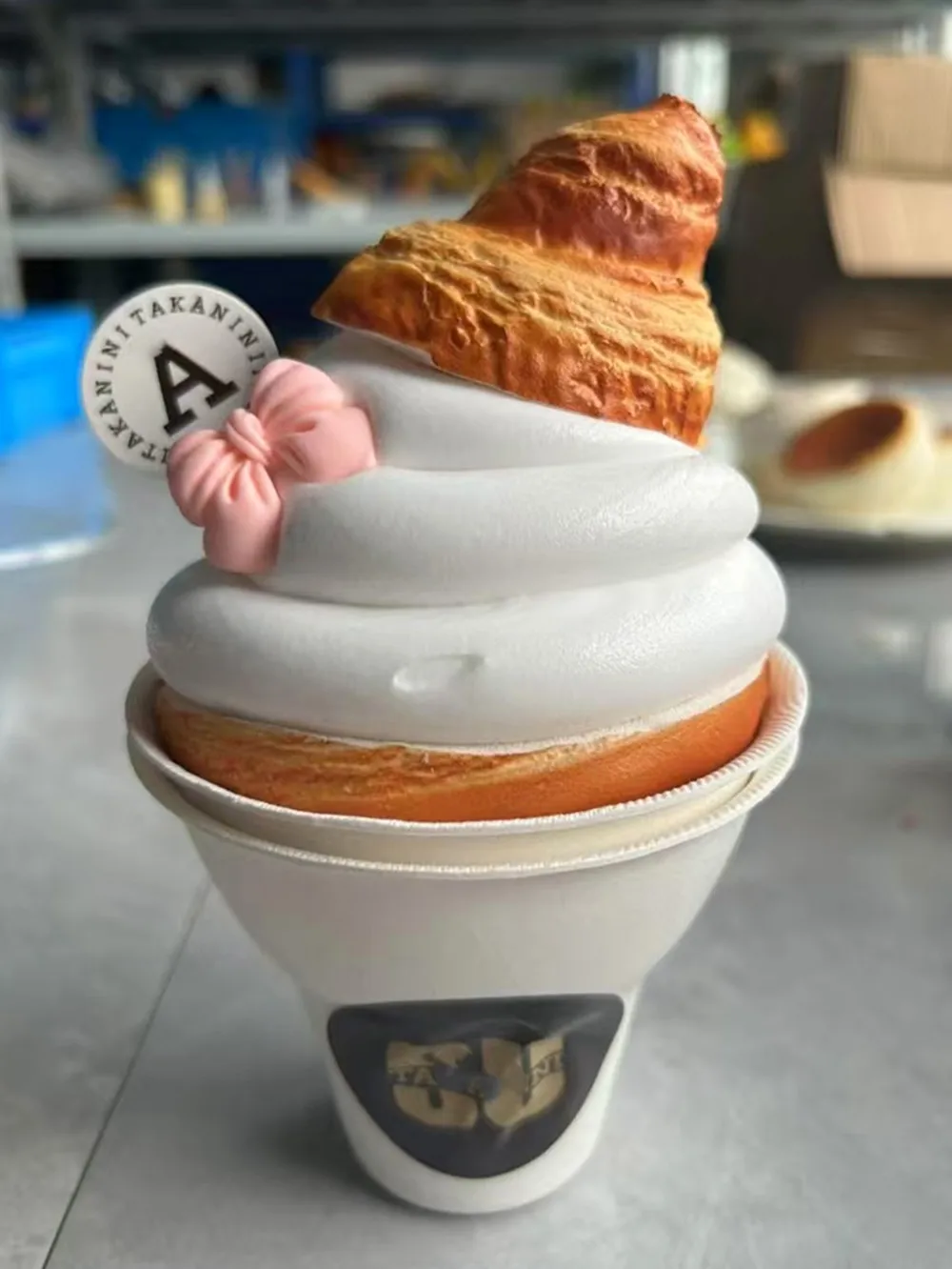 Croissant de 5,9 pulgadas con helado batido, modelo de vainilla, masa crujiente, tienda para hornear, accesorios de exhibición de cocina, receta, Bagel de imitación Diy