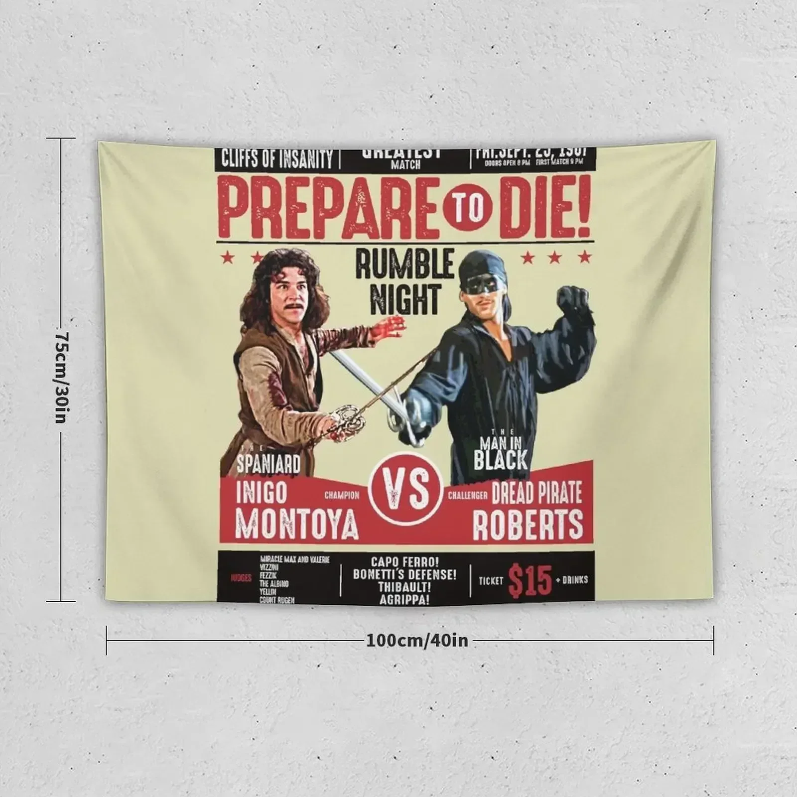 Inigo Montoya vs Dread Pirate Roberts Fencing Poster Tapestry Bedroom Decoration Wall Coverings Decor For Room Tapestry