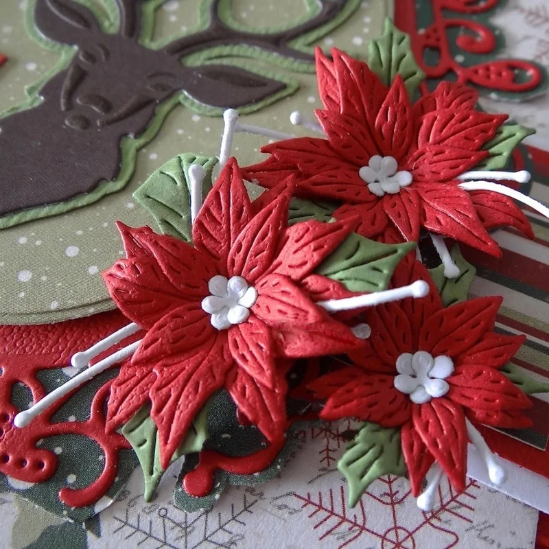 

3D Craft metal cutting dies cut die mold Christmas flower leaves Scrapbook paper craft knife mould blade punch stencils dies