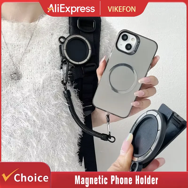 

Магнитный держатель для телефона, рюкзак/ремень громкой связи с эластичной веревкой, портативная подставка для мобильного телефона для Magsafe iPhone 16, 15, 14, 13