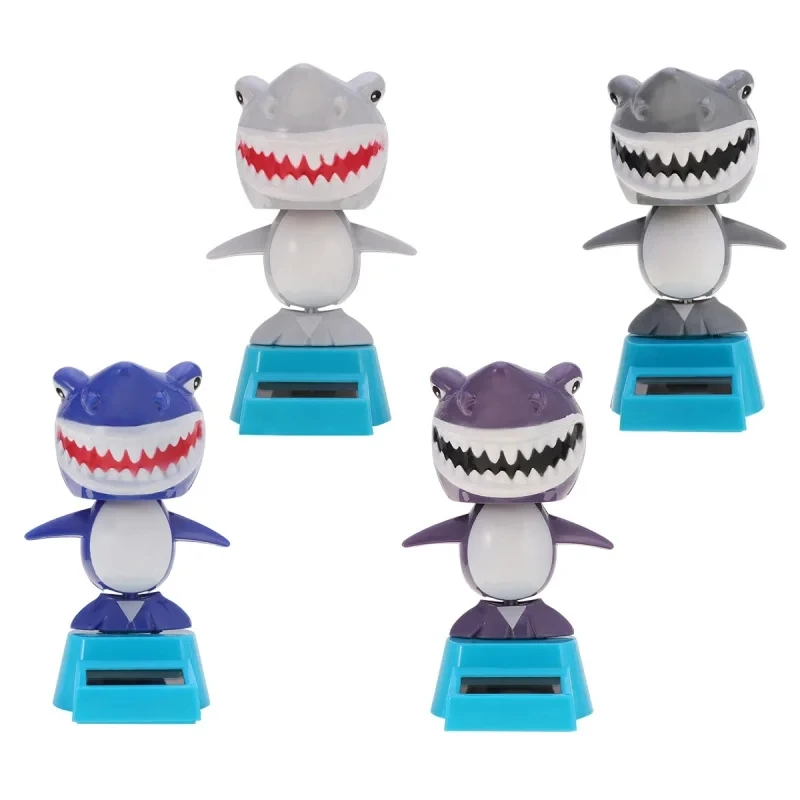 Funny Solar Shark Figurine Swing Shaking Doll Car Dashboard Ornaments Bobblehead Toys Ornaments Powered Animal Desktop Figures