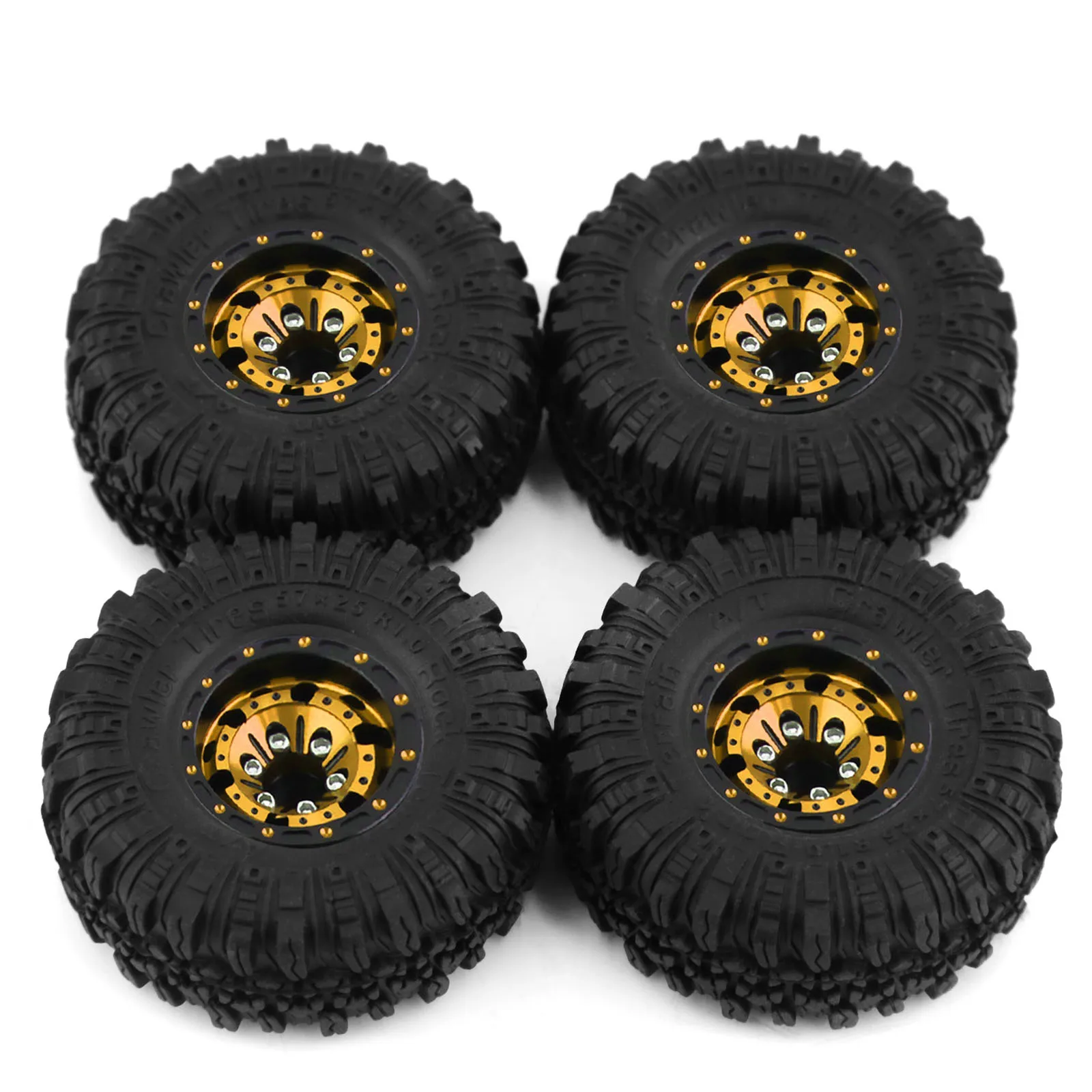 4 Stück scx24 Beadlock-Räder scx24 Reifen 1.0 Beadlock-Räder 1.0 Crawler trx4m Reifen 1/18 1/24 RC Crawler Car Axial AX24 FMS FCX2