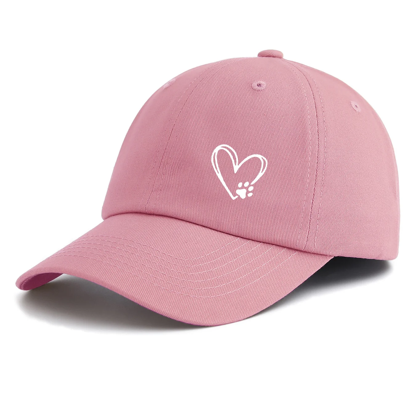 1PS Heart Paw Printed Baseball Cap Multi-color Classic Dog Mom Sun Hat Minimalist Pet Lover Gorras Beige Dad Hat view 4