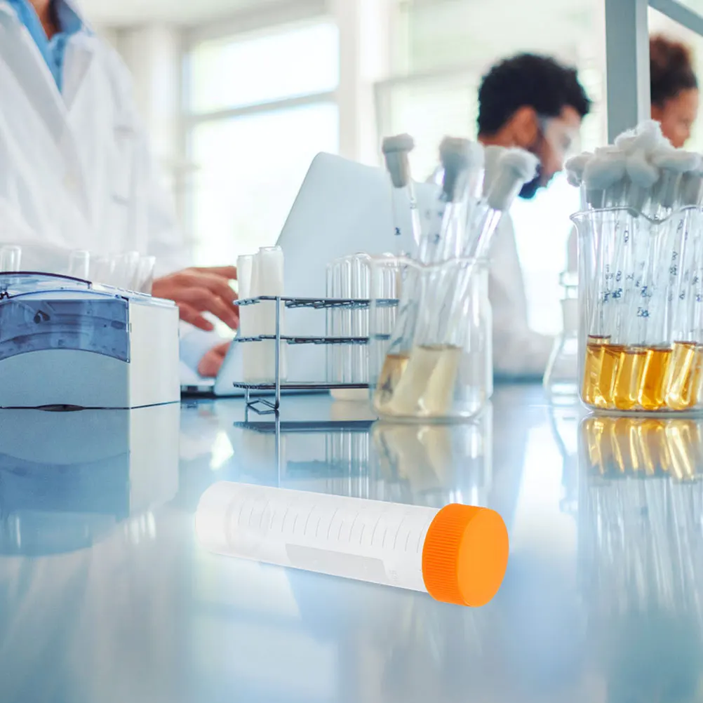 

10pcs 50ml Screw Cap Test Tubes Plastic Tubes Leakproof Storage for Lab Experiments Clear Sample Containers spiral