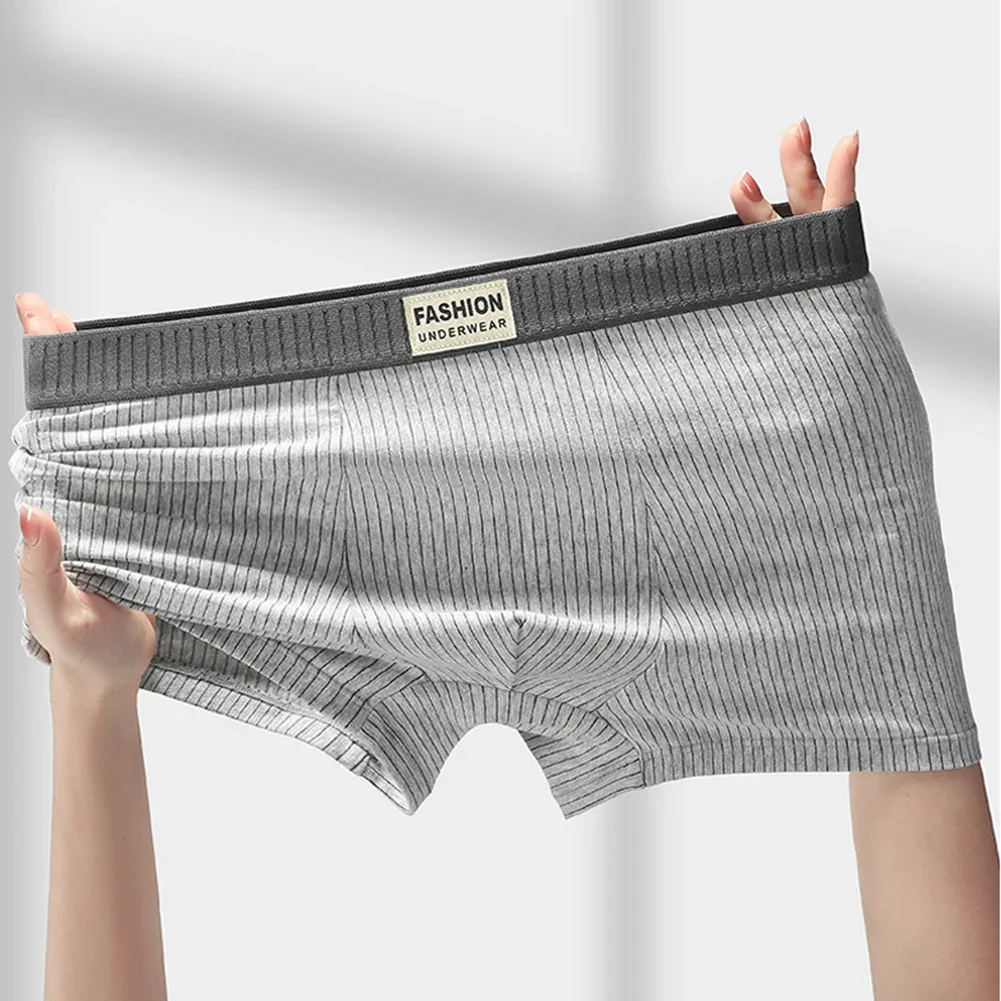 Sexy Men Fashion Striped 95% Cotton Underwear Bulge Pouch Boxer Briefs Breathable Sports Boxers Shorts Trunks