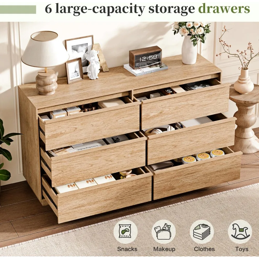 صندوق تخزين كبير مع 6 أدراج للملابس وغرفة المعيشة وغرفة النوم وتنظيم حامل التلفزيون