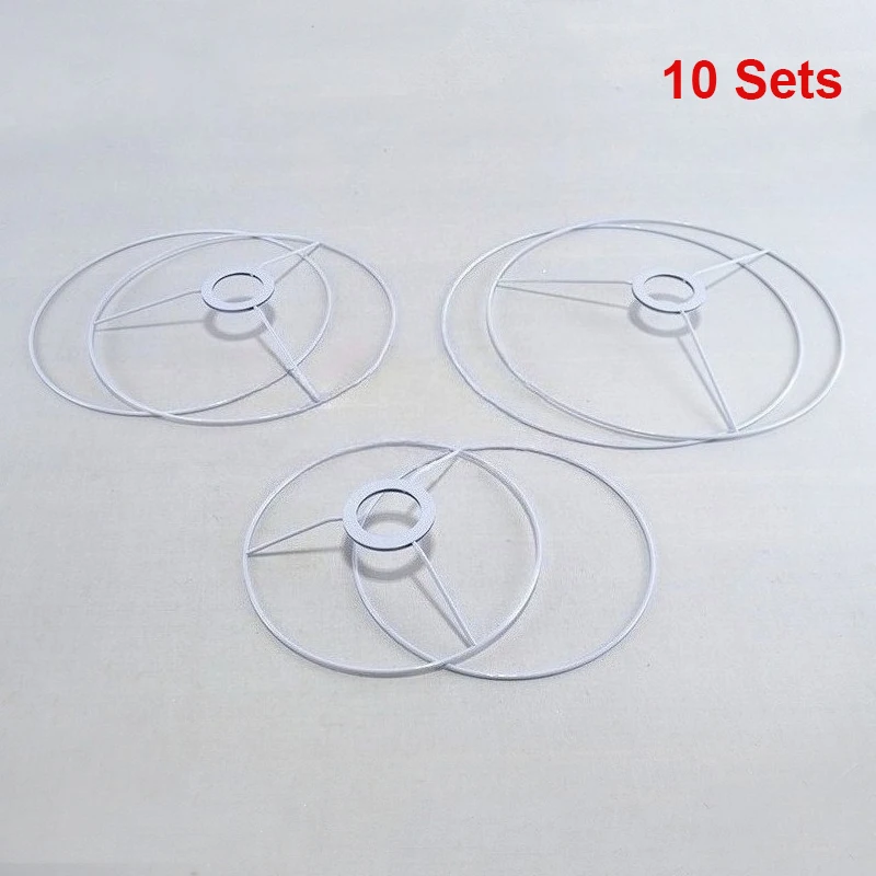 

10 Pack Lamp Shade Ring, 20cm/26cm/30cm Dia. Lampshade Holder Frame Ring for E26 / E27 Lamp Socket, Baked Coating Iron 10 Set