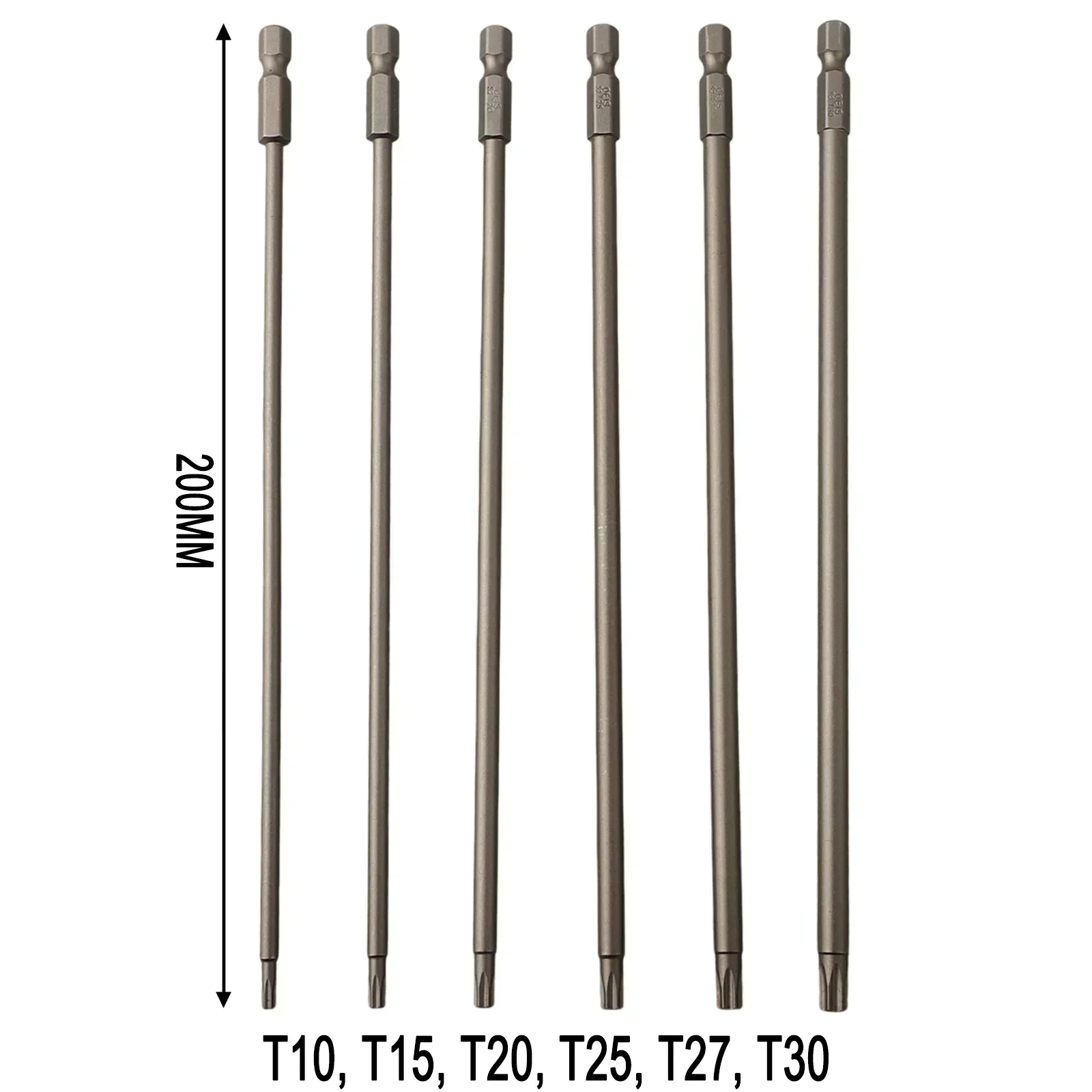 Extended Screwdriver Bit 1/4 200mm Magnetic Torx Screwdriver Bit Alloy Steel T10 T15 T20 T25 T27 T30 Precision Screwdriver Tool