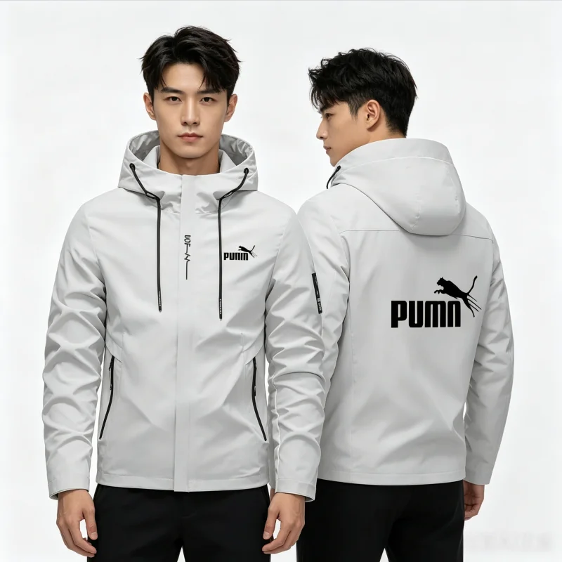 2026 Spring Autumn Men Lightweight Hooded Windbreaker, Full Zip Windproof Casual Outdoor Running Sports Loose Fit Outer Jacket