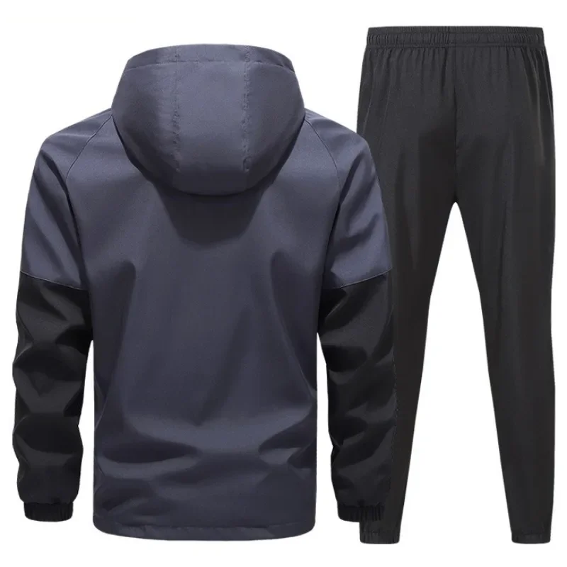 طقم قطن رجالي مكون من قطعتين لعام 2025: سترة خريفية فضفاضة غير رسمية مع سراويل متطابقة، ملابس الشارع اليومية للشباب #3