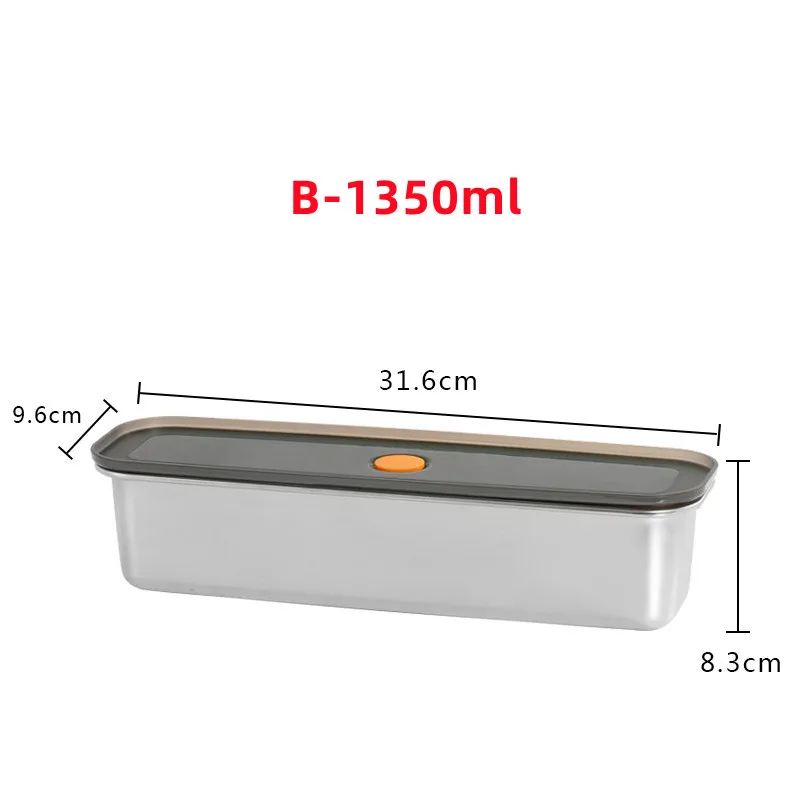 304 Stainless Steel Rectangular Noodle Box Vacuum Sealed Box Refrigerator Hanging Noodles Storage Box Container Organizer