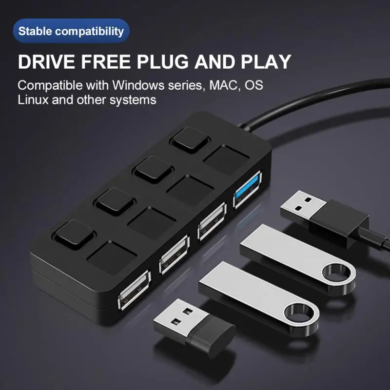 RYRA USB Hub 3.0 Type-C High Speed 5Gbps Multi-Splitter Adapter With Switch For Laptop Computer Accessoriess