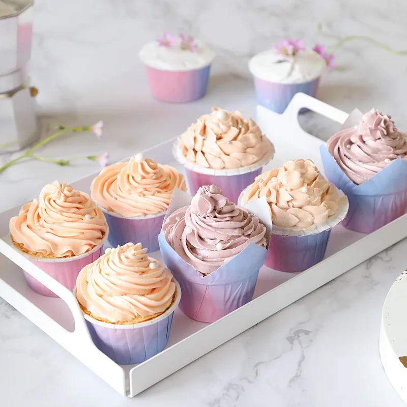 10/30pcs Gradient Cupcake Paper Cup Oilproof Cake Liner Muffin Cup Wedding Mermaid Birthday Rainbow Party Decor Baking Supplies