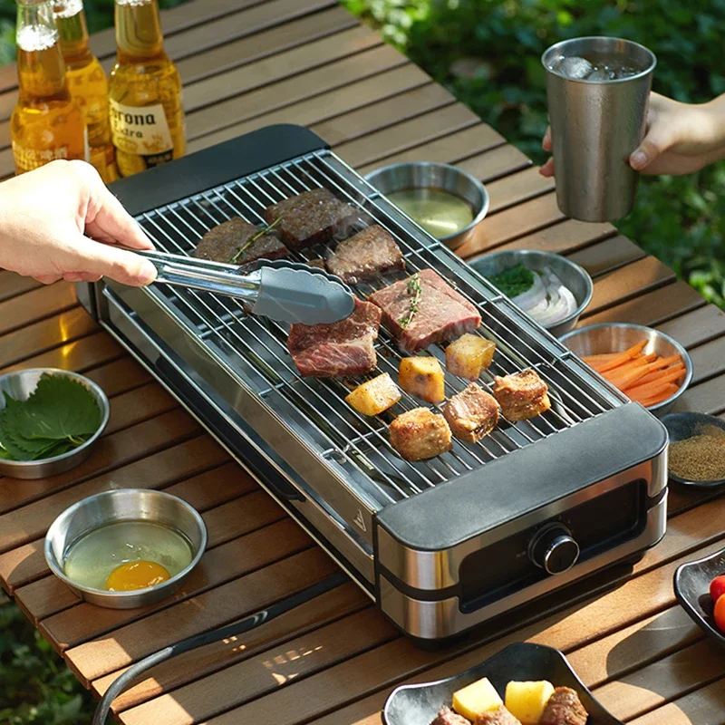 Barbecue Pan Electric Oven Indoor Cooking BBQ Grill Machine Hot Plate Meat Large Smokeless Korean Integrated Household