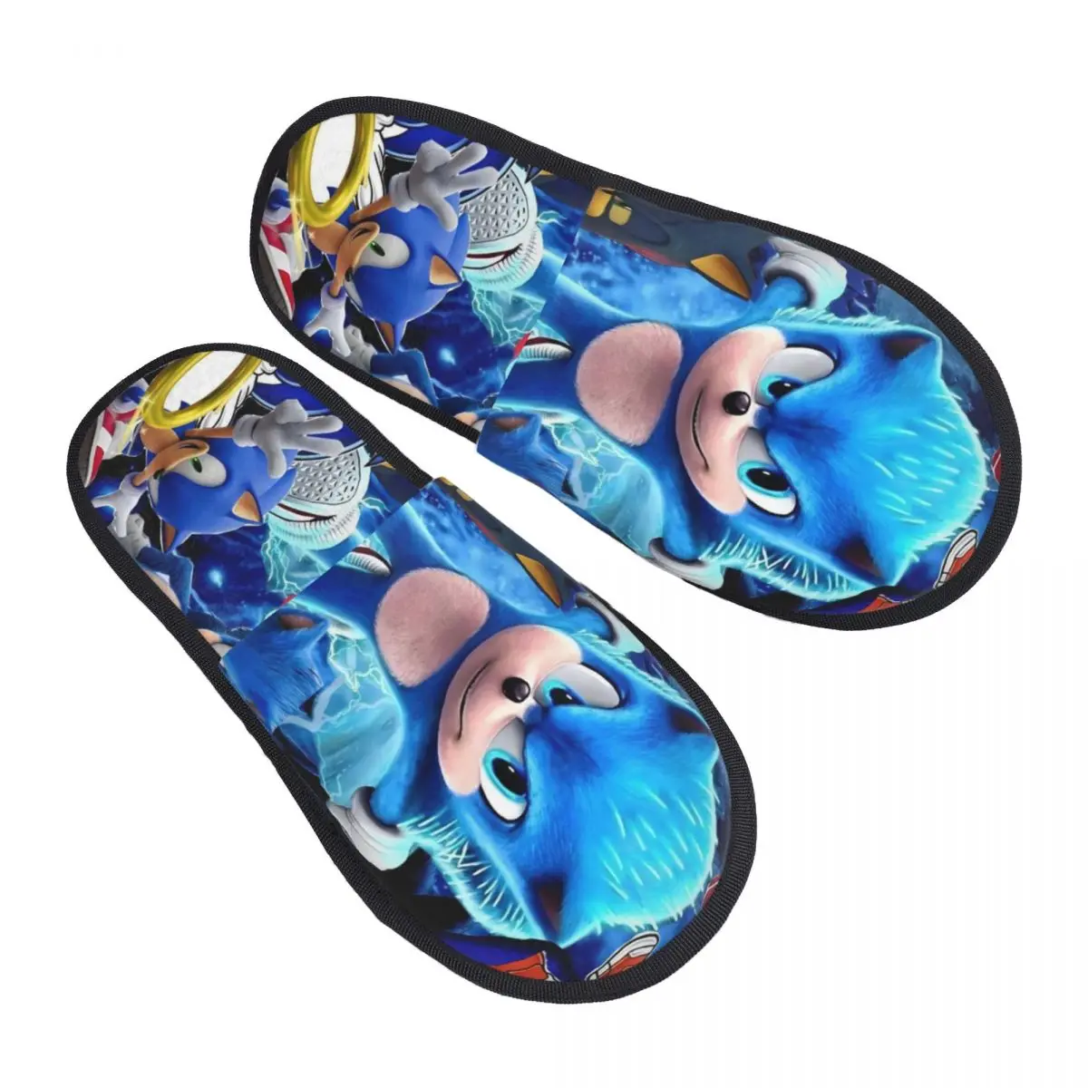 

Custom Print Women Soniced House Slippers Soft Warm Hedgehog Game Memory Foam Fluffy Slipper Indoor Outdoor Shoes