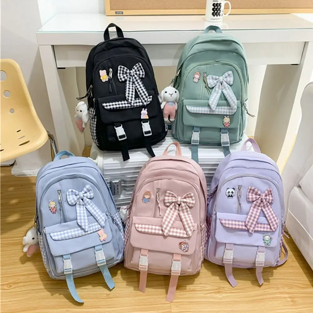 Fashion Bow Backpack Children\'s School Backpack Large Capacity Nylon School Bags Elementary School Book Bags Outdoor Travel Bag