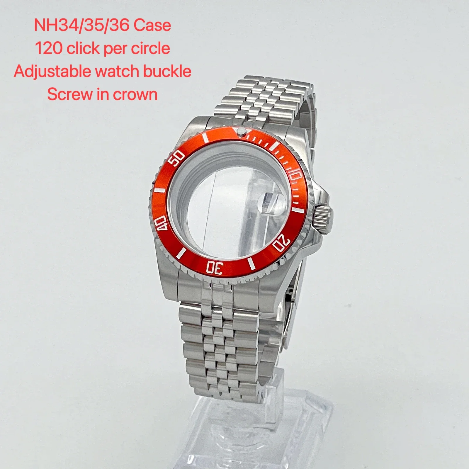 NH35 case 10ATM 40mm blue ceramic bezel stainless steel Jubilee bracelet strap sapphire glass for SUB assembly NH36 movement