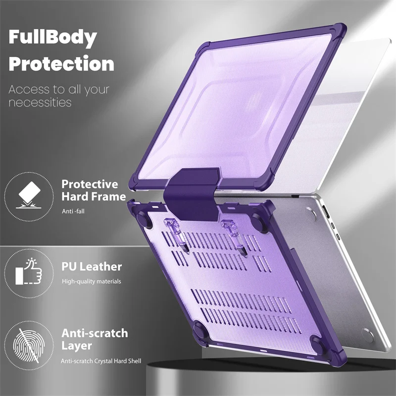 Imagem -04 - Capa de Suporte à Prova de Choque para Macbook Estojo Protetor Transparente Novo Air m1 m2 m3 13.6 15.3 Pro 13 14 16 A2337 A2681 A2442 A2941