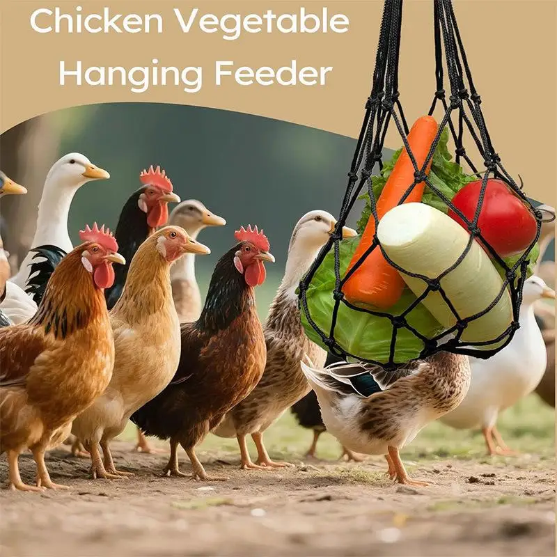 Hanging Chicken Feeding Net Bag Feeder Bag For Poultry Use Nylon Feeder Bag Automatic Feeder For Farm Vegetable Holder