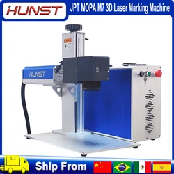 HUNST 3D fiber optic engraving machine JPT MOPA M7 60W 80W 100W laser for marking curved surfaces, reliefs and uneven products.