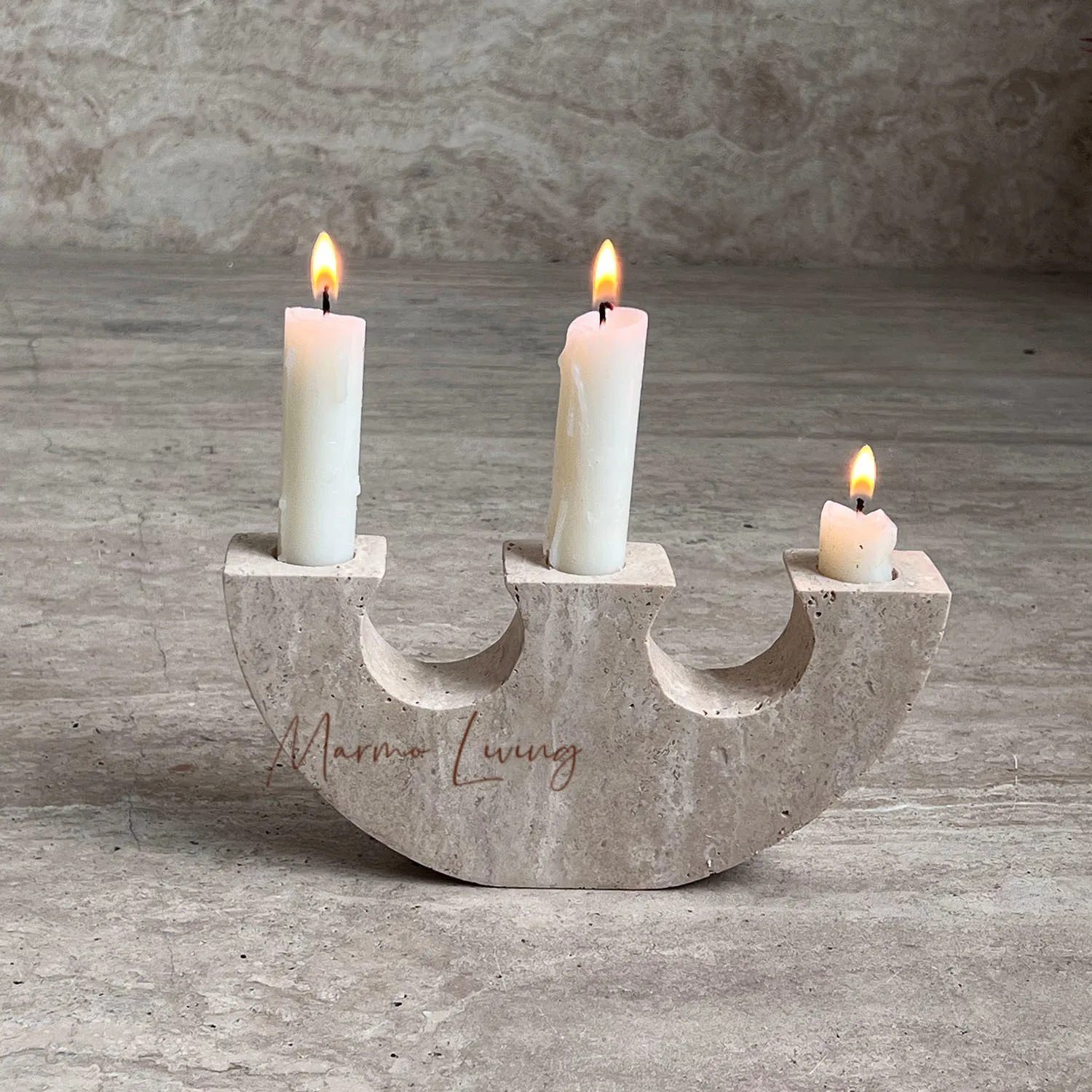 

Wabi Sabi Natural Stone Candle Holder for Living Room Bedroom Nightstand Designer Decoration