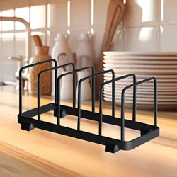 Dish Storage Rack Plate Pot Lid Organizer Holder Space Saving Kitchen Utensils Drainer Rack Dish Rack Storage Holder for Kitchen