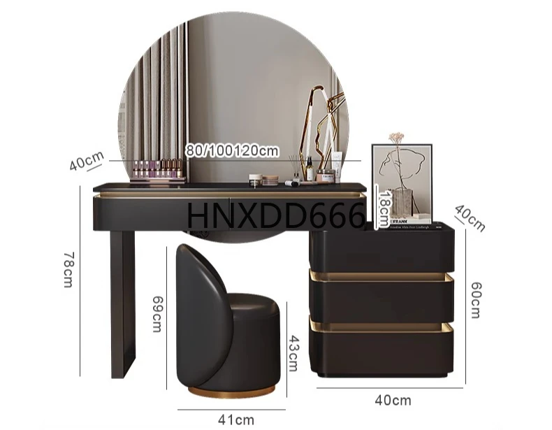 

Black light luxury dresser chest integrated modern bedroom high-end solid wood makeup table