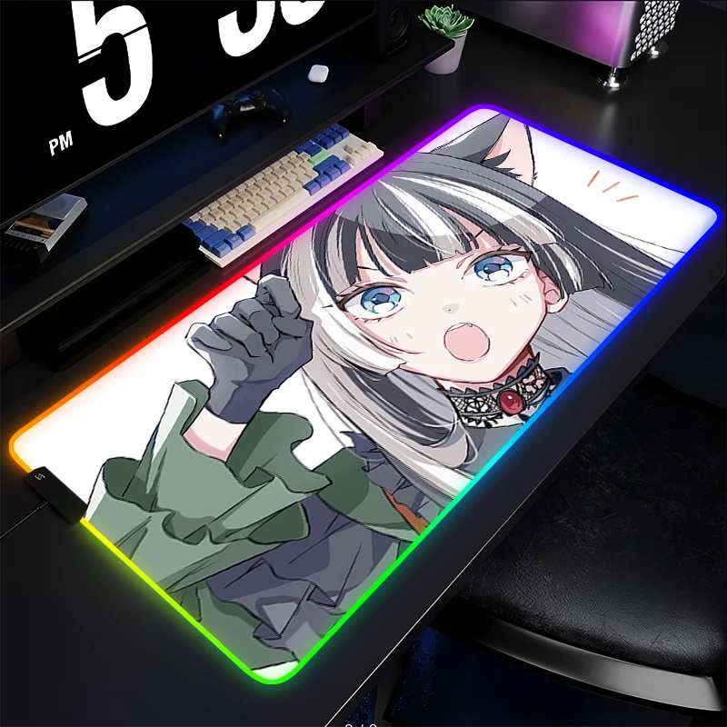 RGB Mouse Pad Game Rubber Mini PC Keyboard Pad LED Laptop Computer Hololive Juufuutei Raden Desk Mat Gaming Acessories Mousepad