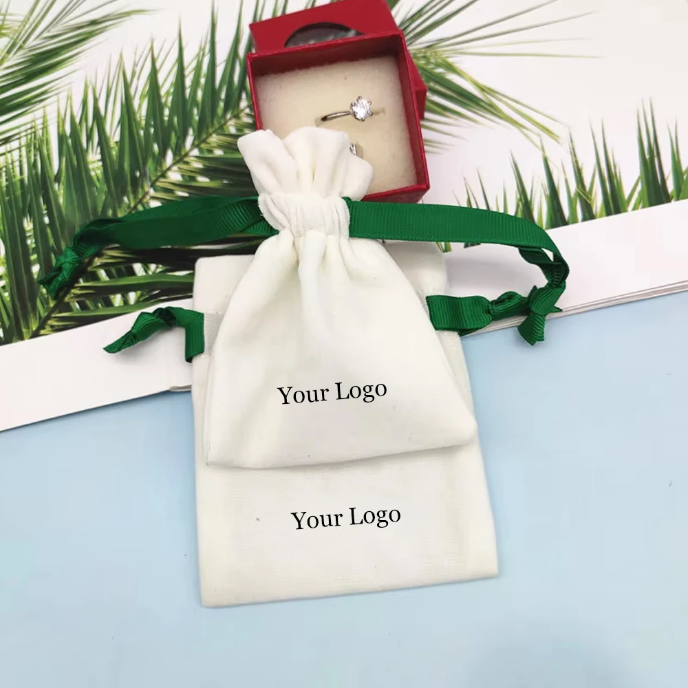 

50pcsPersonalized Customized Jewelery Velvet Drawstring Bag Soft Velvet Suede Pouches Packaging for Wedding Party Gift Organizer