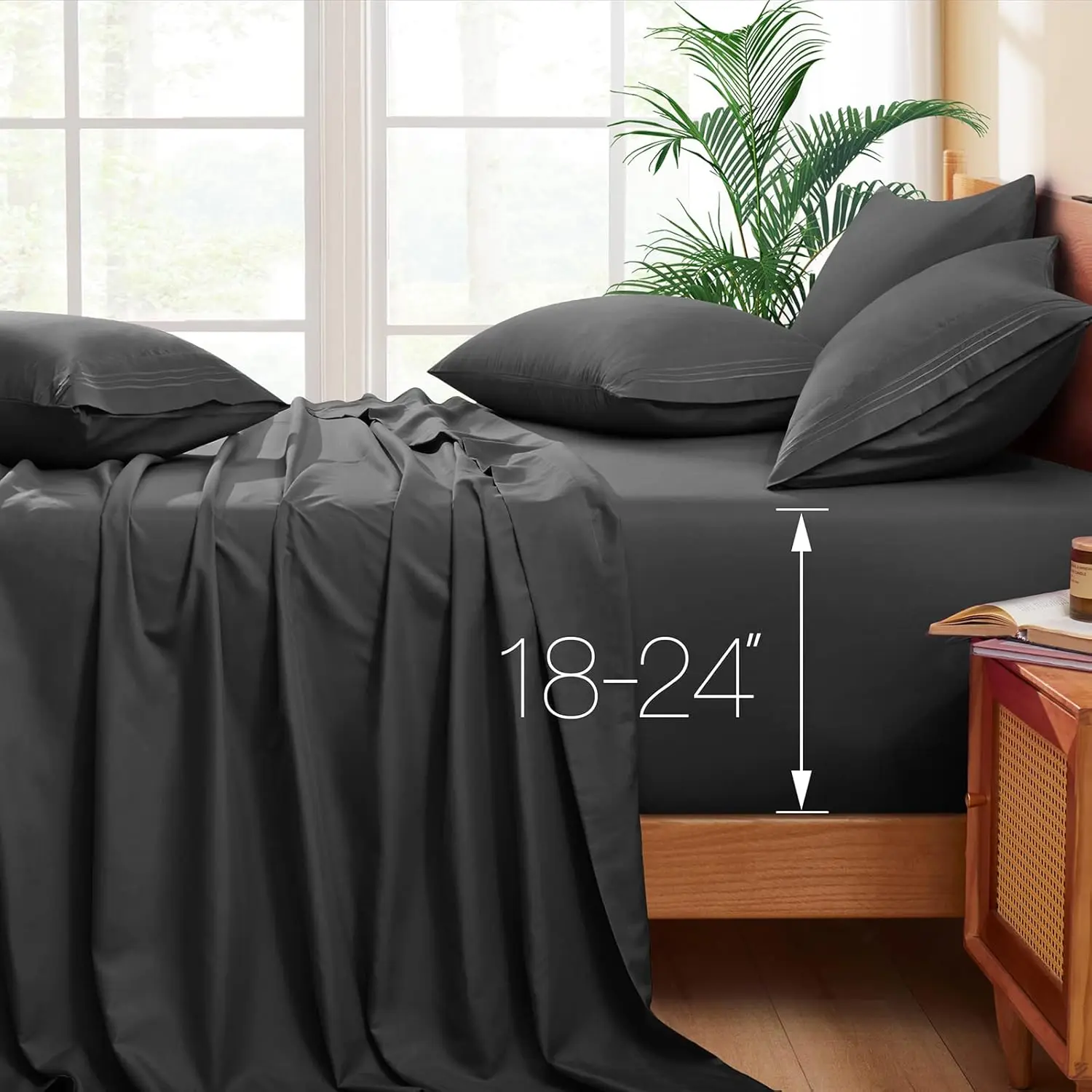 

Extra Deep Pocket King Sheets - Fits Mattr 18-24 Hes Deep - 6 Pieces Hotel Luxury 1800 Thread Count Microfiber Sheet Set -