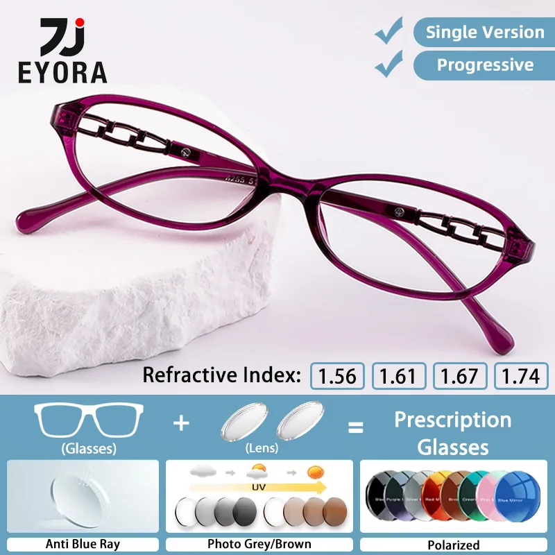 

EYORA Ultralight TR90 Oval Small Frame Reading glasses Myopia Eyewear Hyperopia Anti Blue Ray Progressive Photochromic Eyewear