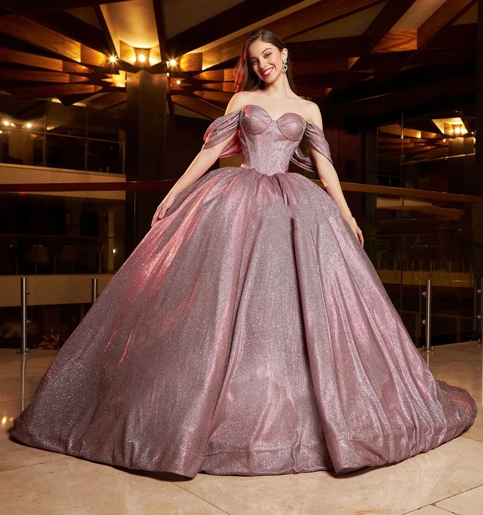 

Puffy Quinceanera Dresses Ball Gown Off The Shoulder Sparkly Sweet 16 Dresses 15 Años Mexican