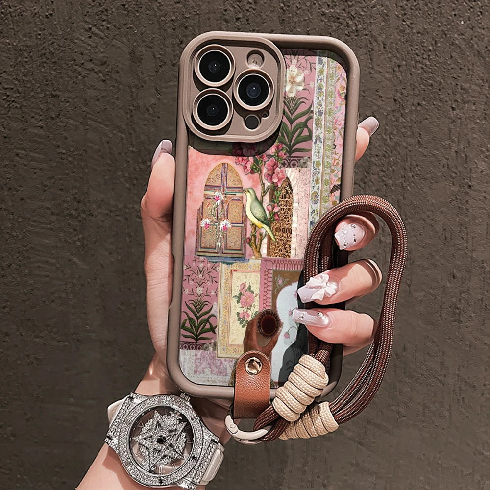 Islamische Kunst Rosa Handyhülle für Samsung Galaxy S26 S21 S25 S24 S23 S22 Ultra Plus FE Hülle A16 A36 A54 A55 A56 mit Lanyard Funda – Detail 2