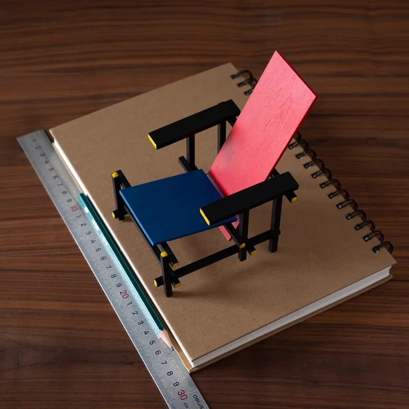 

1948~1965 Mini Furniture Museum Hand-made Art Collection Design Ornaments Mondrian Red and Blue Chair