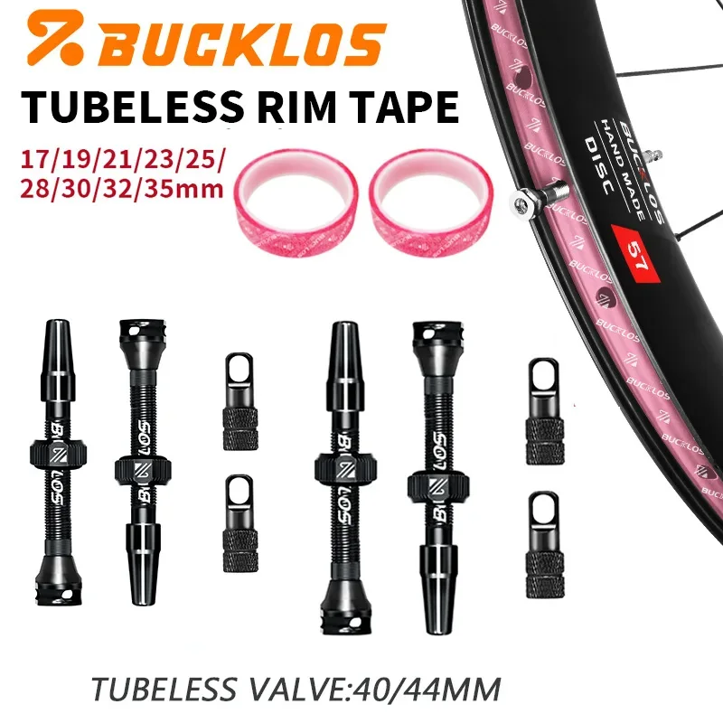 

BUCKLOS 40MM 44MM Bicycle Tubeless Presta Valve Bike Tubeless Rim Tapes F/V Road Bike Presta Valves 10M Bike Wheel Rim Tape