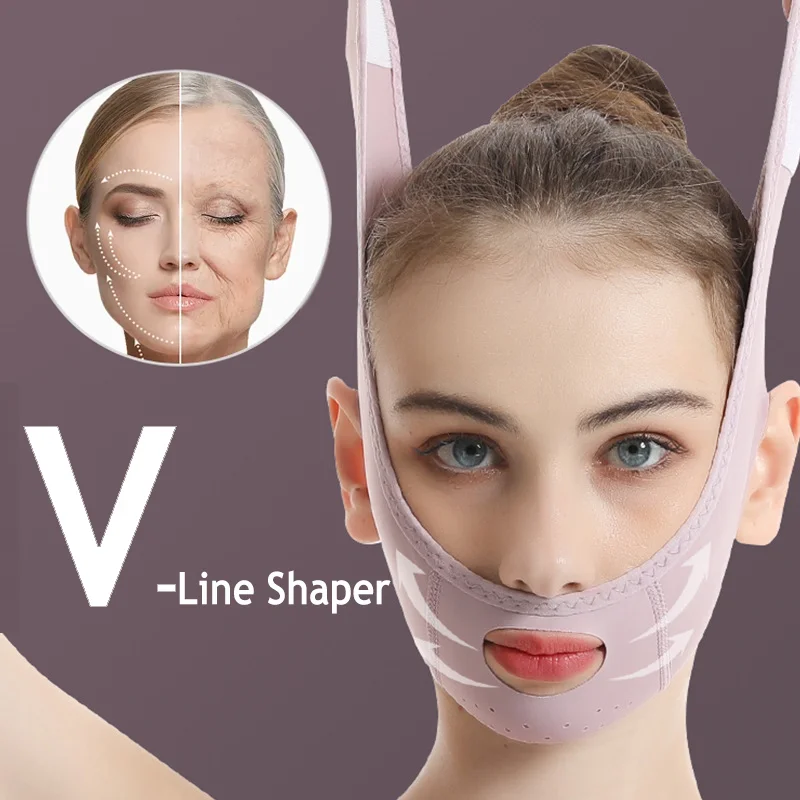 フェイススリミングバンド　しわ防止ベルト　女性用フェイスリフティングVラインシェイパー　あご頬リフトアップストラップ　美顔スキンケアツール