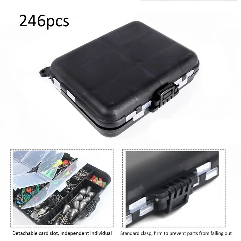 

246-Piece Fishing Tackle Accessory Set with Tackle Box: Includes Hooks, Swivels, Sinkers, for Lure, Sea, and Rock Fishing