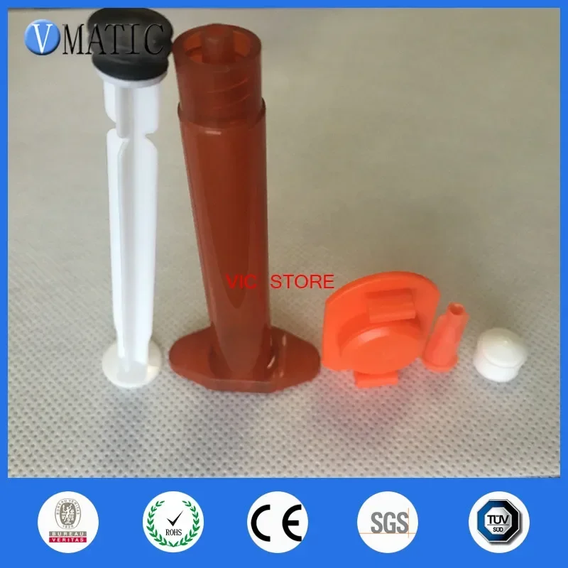 Free Shipping Pack Of 10 X 5cc/ml Amber UV Block Fluid Dispenser Manual Syringe With Plunger Stopper & Piston