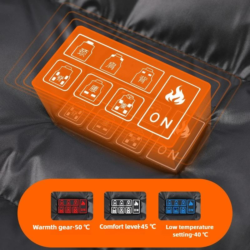 17 Areas Heated Down Jacket Vest Men Winter Ski Self Heating Vest Intelligent Usb Multi-temperature Control Thermal Puffer Coat