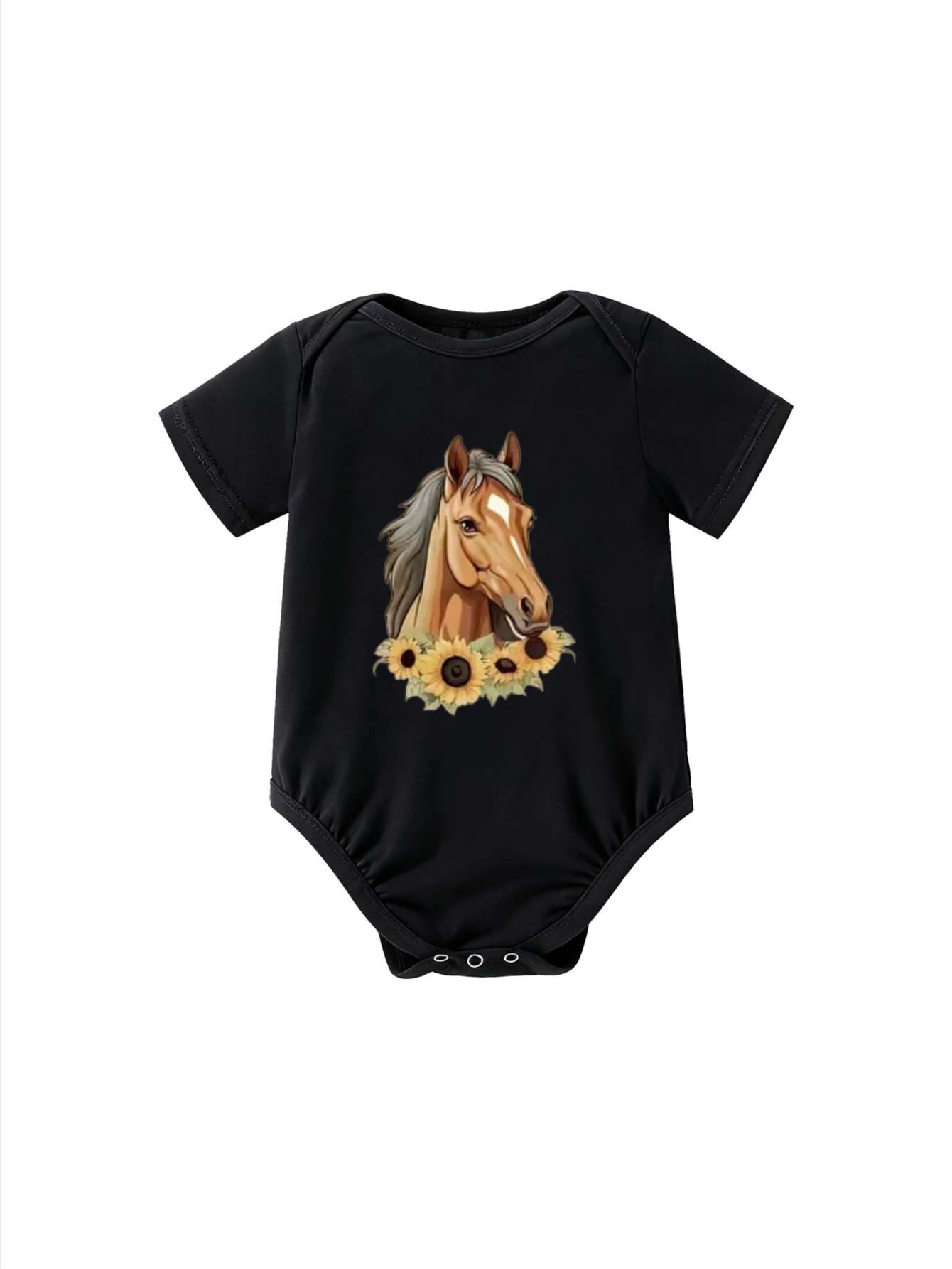 

Children's Bodysuit Round Neck Horse Sunflower Graphic Unisex For Boys Girls Suitable For Outdoor Activities