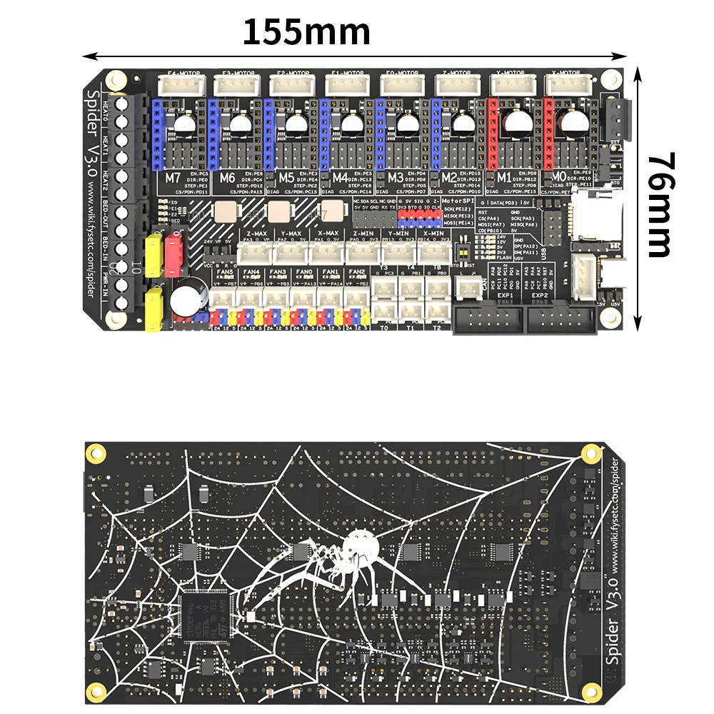 FYSETC Spider V3.0 32Bit Motherboard STM32F446 Control Board Support Klliper/Marlin/RRF with CAN Interface for Voron