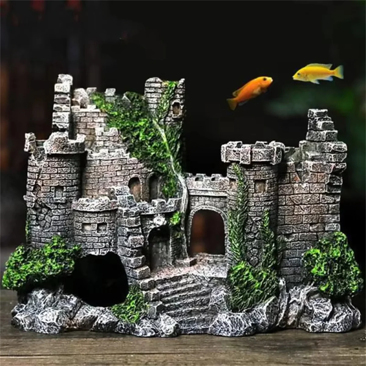 

Fish Tank Decorations Aquarium Castle, Resin Medieval Castle Ornament Rockery Aquarium for Fish to Hide Breed and Rest