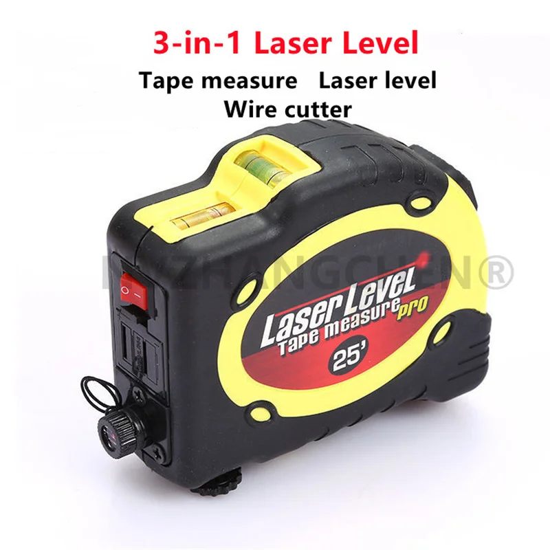 3 in 1 Laser Level Infrared Line Lasers With 7.5m Tape Measure Horizon Vertical Aligner Bubbles Ruler for Diy Decoration Tools