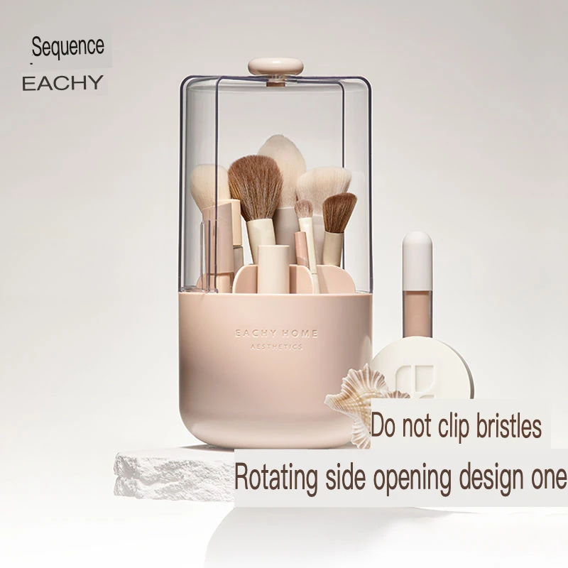High-end Makeup Brush Storage Cylinder, Cosmetics Desktop Storage Box, Dust-proof Covered Makeup Brush Bucket Rack