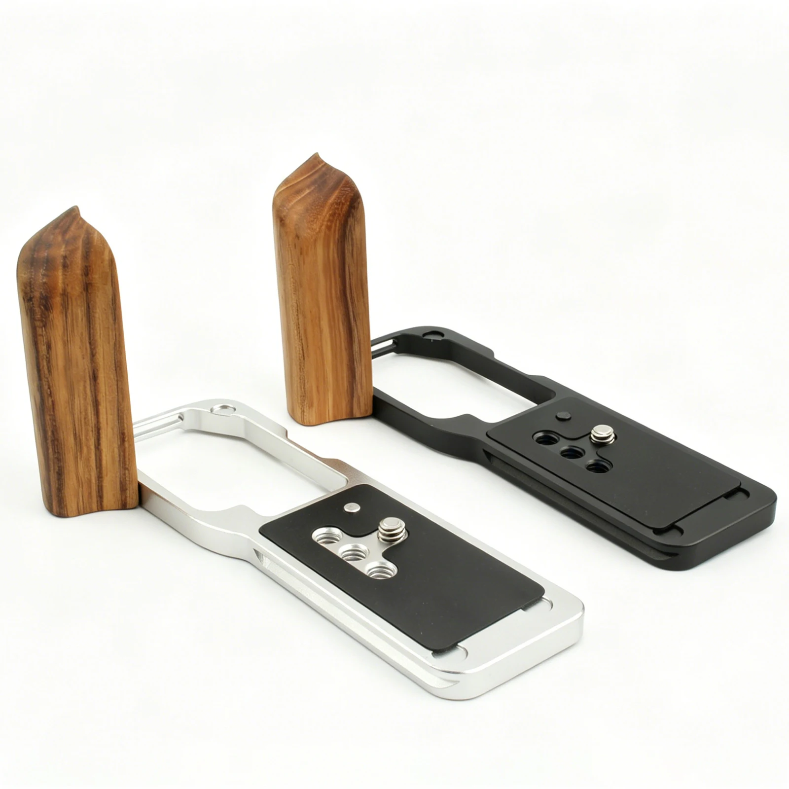 For Nikon ZR Wooden Handle L Plate Hand Grip, Wood Handgrip for Arca-Swiss Tripod Quick Release Plate, with 1/4