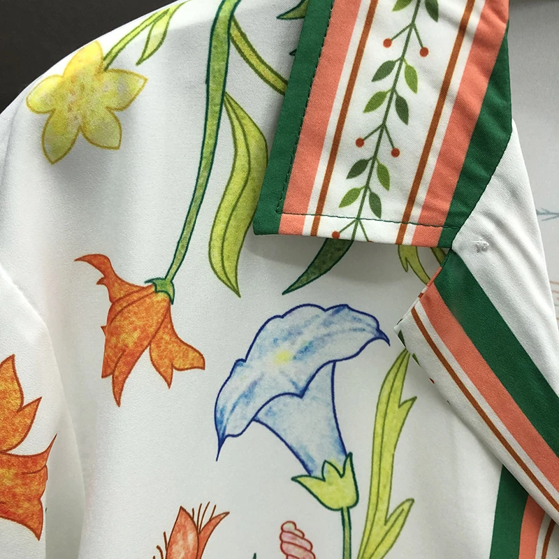 Summer Flowers Print Pattern Men Hawaiian Shirts Streetwear Beach Shirt Hip Hop Casual Holiday Short Sleeve Tops Camisas Hombre