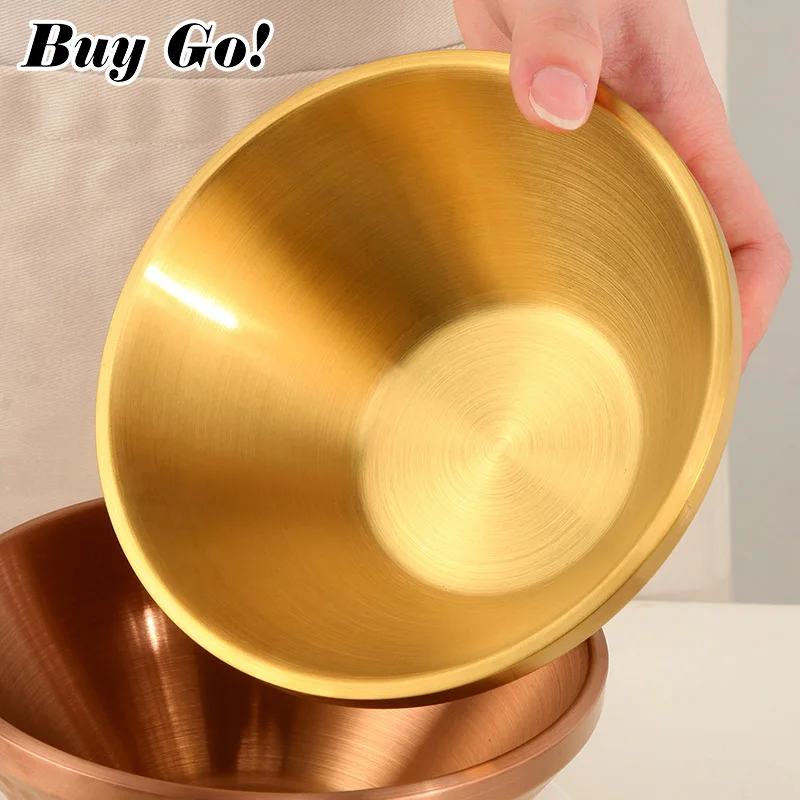 1/2PCS Creative Stainless Steel Salad Ramen Noodles Bowl Korean Tableware Soup Fruit Golden Bowls Double Layer Kitchen Utensils