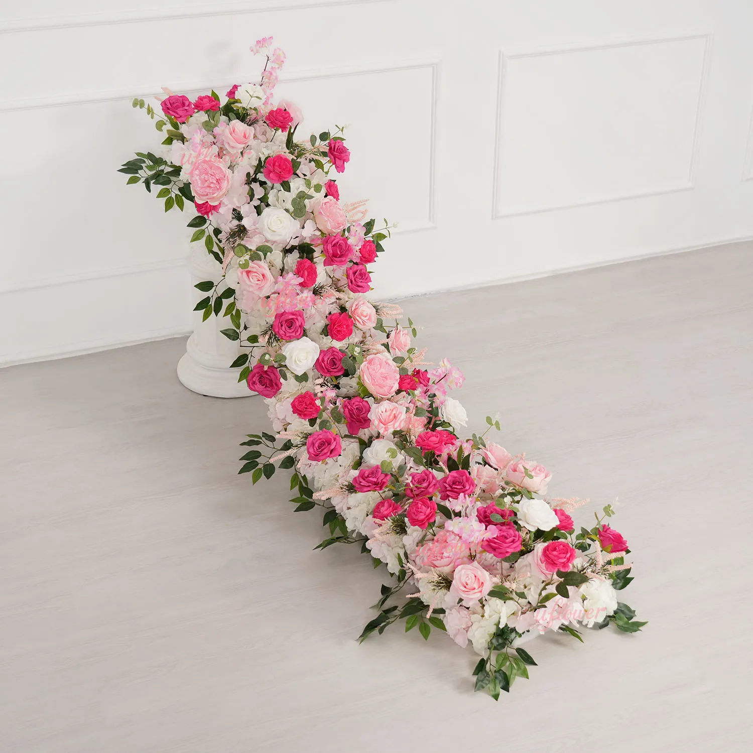 

Uflower Pink Rose Artificial Flower Row DIY Wedding Arrangement Supplies Table Centerpiece Flowers Backdrop Stage Floral Decor