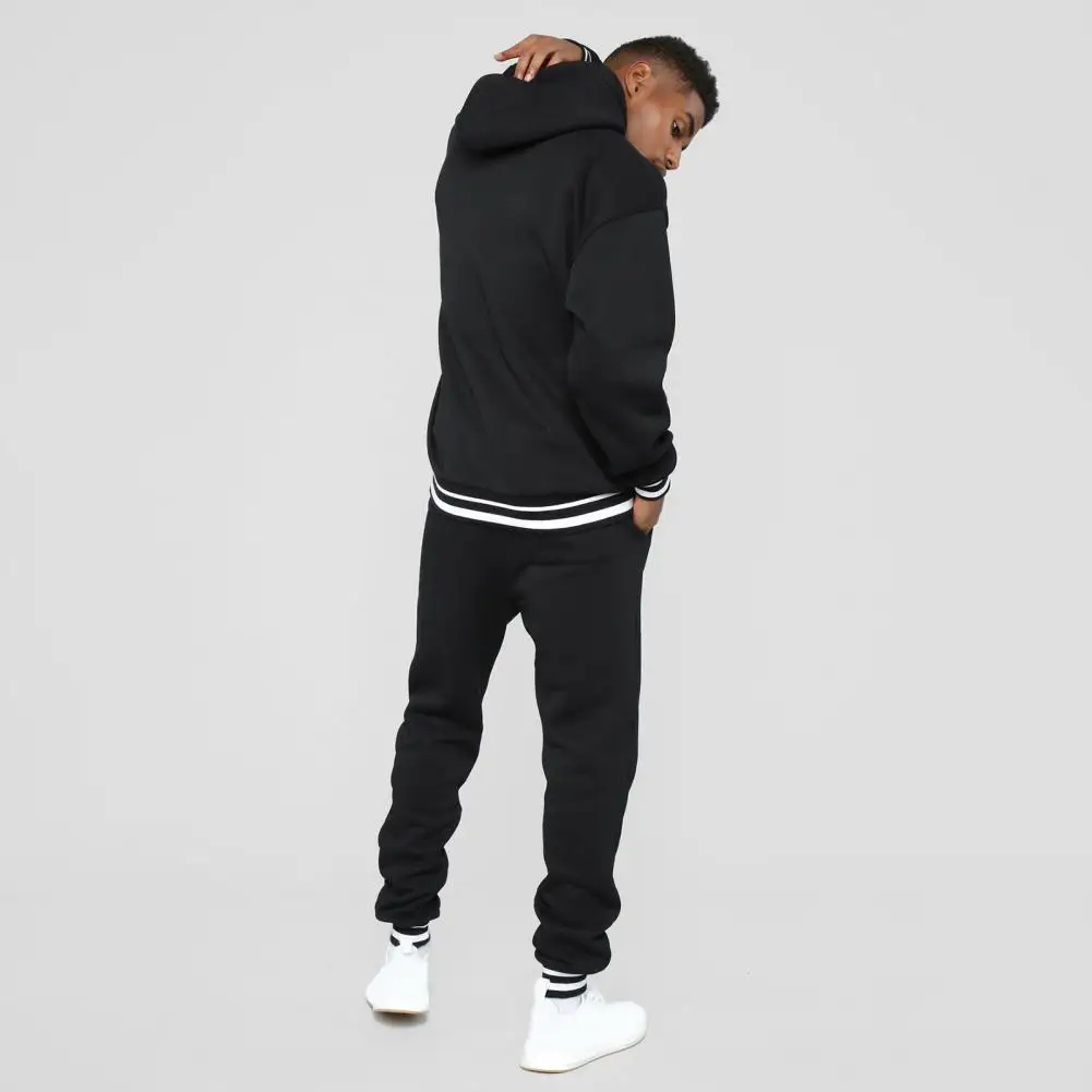 Sporty Contrast Color Breathable Patchwork Ankle Tied Sweatshirt Sweatpants Sweatshirt Sweatpants Hoodie Pants 1 Set